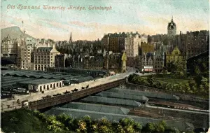 Midlothian Prints: Old Town & Waverley Bridge, Edinburgh, Midlothian