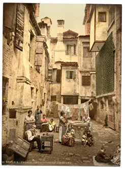 Court Yard Prints: Old Venetian courtyard, Venice, Italy