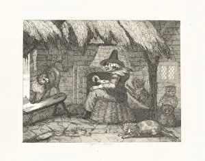 John Stockdale Prints: The Old Woman and her Cats