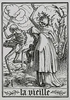 Mort Prints: The Old Woman. Death is depicted guiding an old