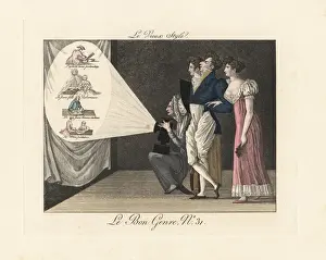 Old woman giving a magic lantern show