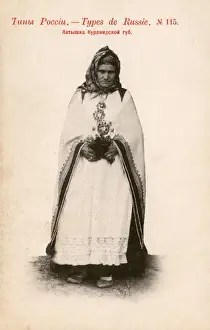 Governorate Prints: Old Woman in traditional costume - Latvian Courland Province