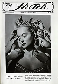 Olivia Prints: Olivia de Havilland, studio portrait with hands