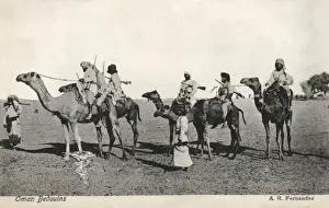 Nomadic Prints: Omani Bedouins riding their camels, Oman