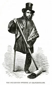 Images Dated 12th November 2019: One-legged sweeper at Chancery-Lane