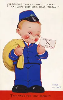Rosy Prints: This Ones for you, alright! A postman delivering a Happy Birthday Greeting. Date