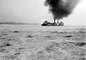 Ontario Car Ferry in the ice on the Detroit River in Michiga Ontario Car Ferry in the ice on the Detroit River in Michiga