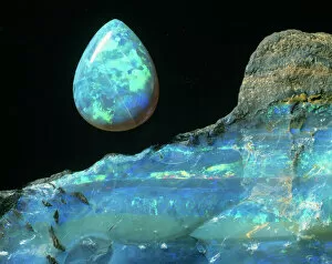 Black Background Collection: Opal gem with opal rock
