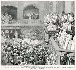 Freemasonry Prints: Opening of the centenary hall of Royal Masonic Institution