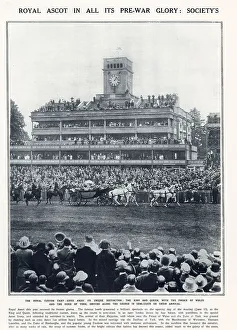 Racecourse Prints: Opening day at the Royal Ascot with King George V and Queen Mary