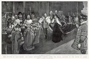 Opens Prints: The Opening of Parliament, Edward VII passing along the Royal Gallery to the House of Lords