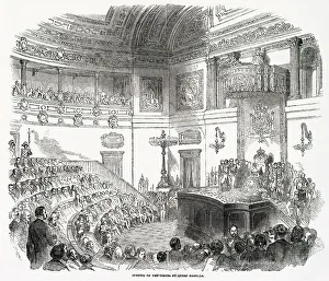 Cortes Prints: Opening of the Spanish cortes by Queen Isabella. Date: 1850
