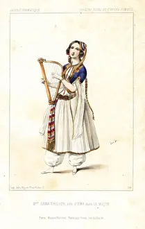 Lopera Prints: Opera singer Anna Thillon as Irma with lyre