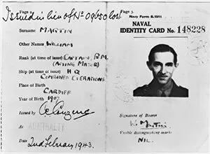 Martin Collection: Operation Mincemeat - naval ID card of Major Martin