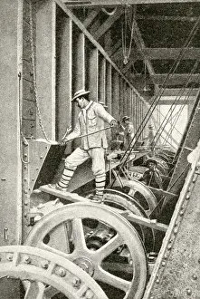 Crushing Prints: Operatives crushing nitrate, Chile, South America