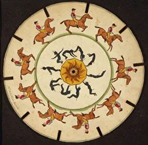 Horse Back Gallery: Optical illusion disc with somersaults and horseback riding