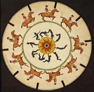 Disc Prints: Optical illusion disc with somersaults and horseback riding