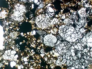 Stone Meteorite Prints: Optical microscope image of the Parnallee (Type 3) chondrite