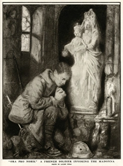 Images Dated 13th October 2017: Ora pro nobis, French soldier invoking the Madonna 1916