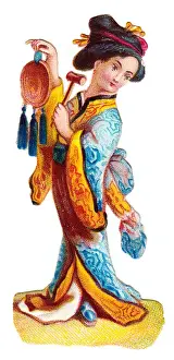 Oriental woman on a Victorian scrap