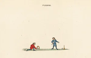 Croquet Gallery: Origin of croquet and billiards, 14th century