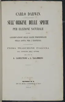 Darwin200 Prints: The Origin of Species title page - Italian version