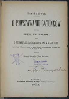 The Origin of Species title page - Polish edition The Origin of Species title page - Polish edition