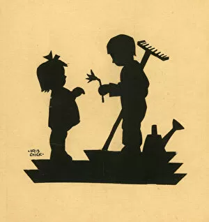 Cutout Collection: Original Artwork - Boy giving flower to little girl