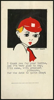 Typewriting Gallery: Original Artwork - Card accepting a party invitation