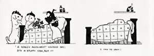 Simon Collection: Original Artwork - cartoon strip - Simply Simon ill in bed