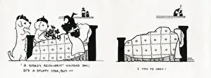 Chick Prints: Original Artwork - cartoon strip - Simply Simon ill in bed