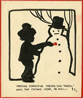 Images Dated 24th June 2021: Original Artwork - A child making a snowman