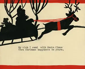 Sleigh Prints: Original Artwork - Christmas card design - Santa and sleigh