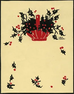 Berries Prints: Original Artwork - Christmas card - Holly Basket