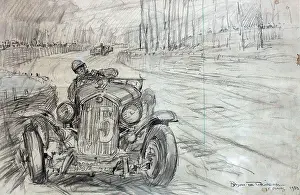 Bryan Prints: Original artwork, Le Mans race track, Louis Chiron