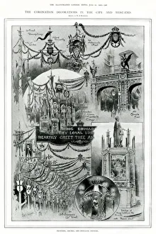 Coronations Gallery: Original date for Coronation, decorations in London 1902
