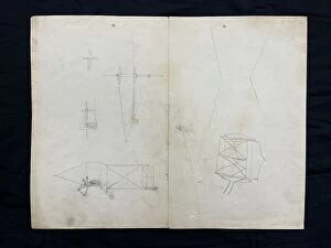 Pioneers Collection: Original pencil design of biplanes, Samuel Cody Archive