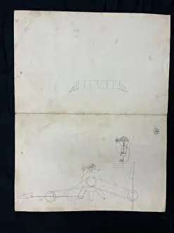 Original pencil design of biplanes, Samuel Cody Archive