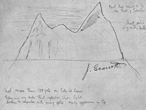 Sank Collection: Original sketch of the iceberg which sank the Titanic