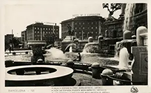 Ornamental fountain in the Placa D Espanya, Barcelona, Spain