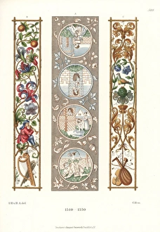 Ornaments in tapestry and paintings, 16th century Ornaments in tapestry and paintings, 16th century