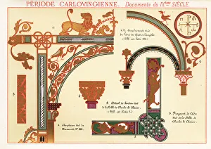 Typography Prints: Ornate frames, border and capital from documents of the Caroling