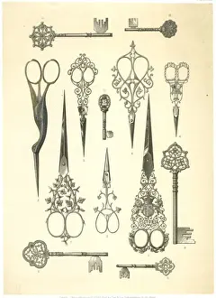 Keys Prints: Ornate scissors and keys