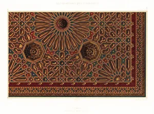 Tunis Prints: Ornately decorated ceiling in the Bardo Palace, Tunis