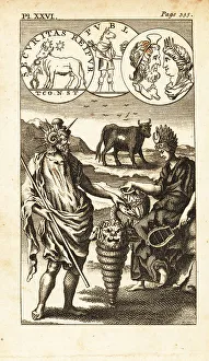 Roman Myth Prints: Osiris/Serapis, Apis and Isis