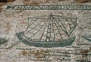 Tessera Prints: Ostia Antica. Mosaic depicting a cargo ship from Carthage
