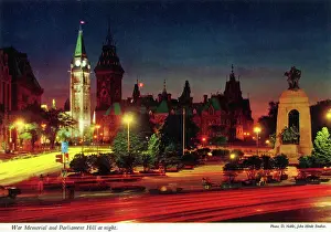 Illuminations Prints: Ottawa, Canada - War Memorial and Parliament Hill at night