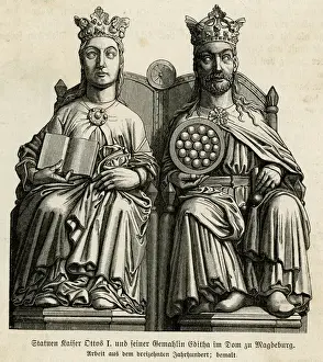 Thrones Prints: Otto I, Holy Roman Emperor with his wife Edith