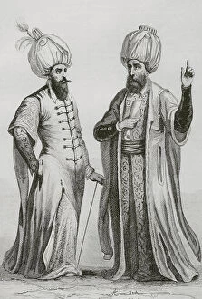 Images Dated 28th February 2020: Ottoman Empire. Functionaries Janissary Agha and Kadi Lechke