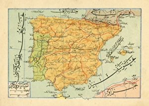 Images Dated 13th July 2016: An Ottoman map of the Iberian Peninsula